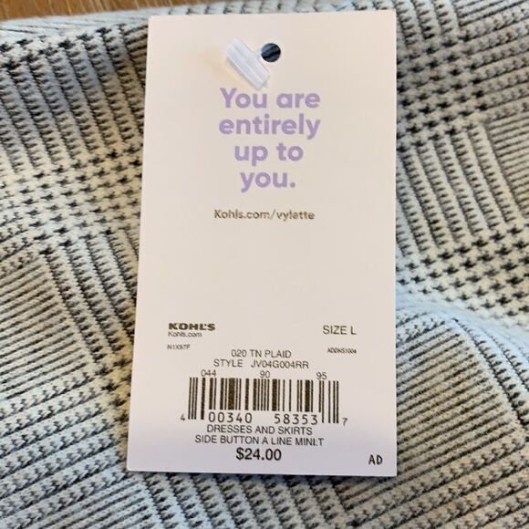 Vylette Faux Wrap Black and White Checkered Stretch Skirt Juniors Size Large - Picture 9 of 12